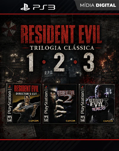 Resident Evil 1, 2 e 3 Trilogia Clássica (PS1 Classic) Playstation 3 Mídia Digital