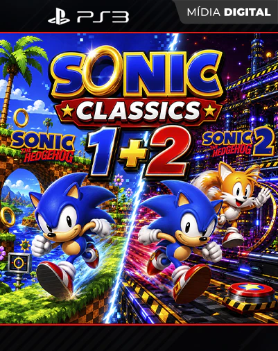 Sonic The Hedgehog 1 e 2 Playstation 3 Mídia Digital
